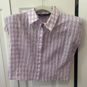 ZARA purple checkered shirt size M